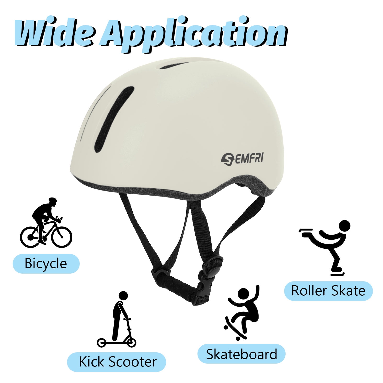 Semfri Adult Bike Helmet Skateboard Road Cycling Helmet Suitable Multi-Sport Scooter Skating Bicycle Medium Size for Men Women White
