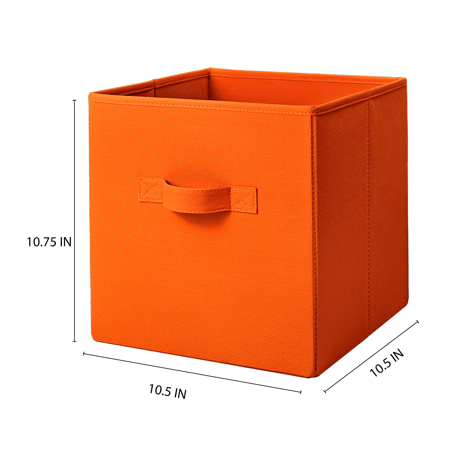 Mainstays Collegiate Collapsible Fabric Bins 10.5X10.5, Bright Orange, 4 Pack
