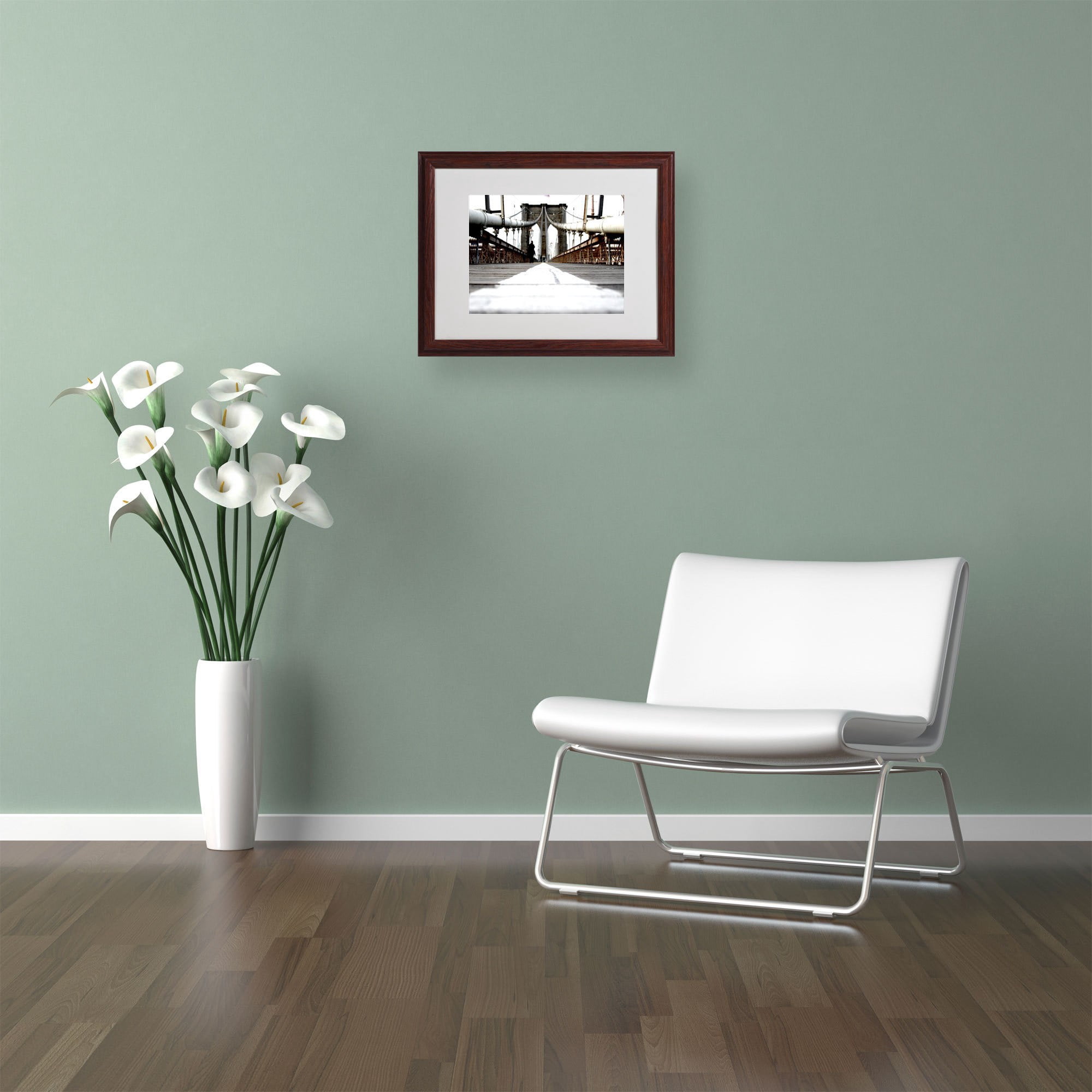 Trademark Fine Art "Brooklyn Bridge" Canvas Art by Yale Gurney, Wood Frame