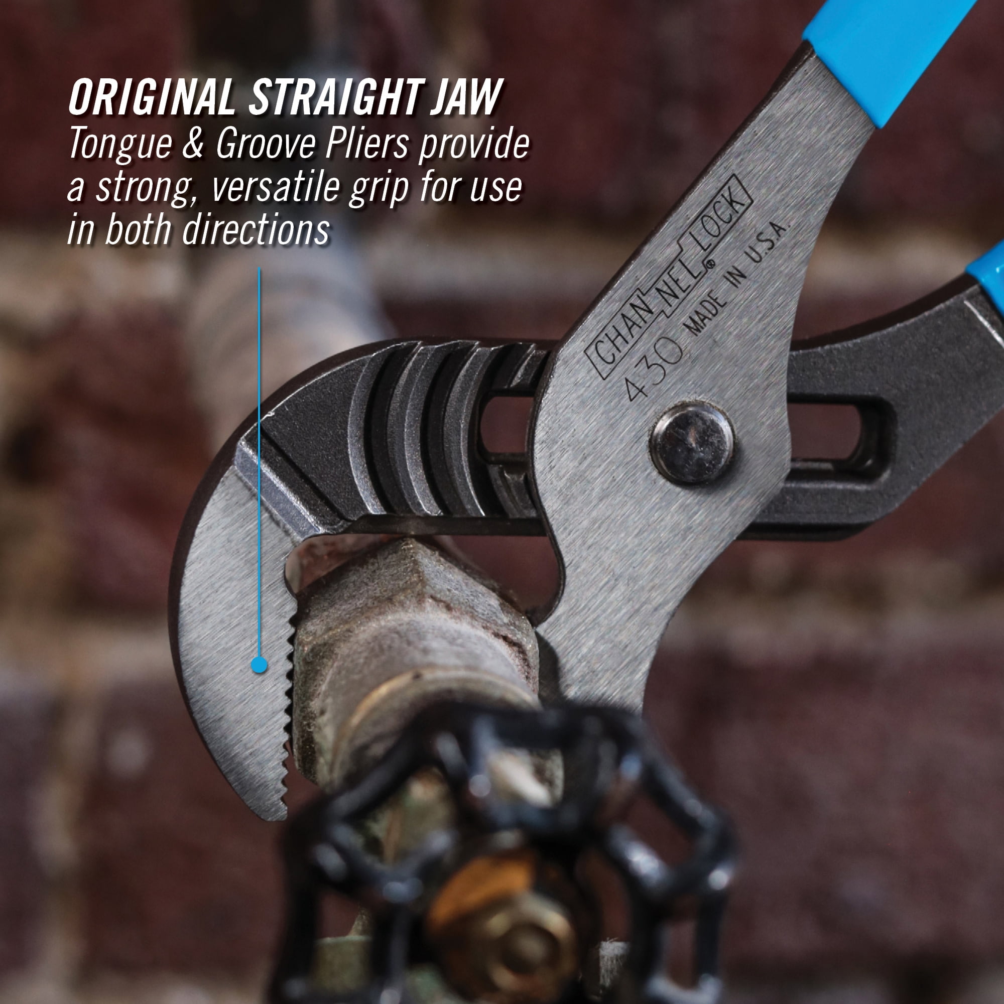 CHANNELLOCK 10-inch Straight Jaw Tongue & Groove Pliers, 2-inch Jaw Capacity, Made in USA (430)