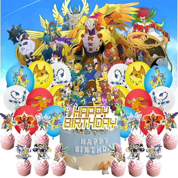 Digimon Monster Party Supplies Latex Balloons Decor Banner Backdrop Kit Birthday Decorations