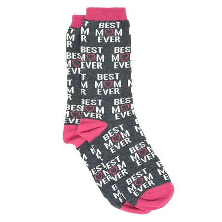 Women's Best Mom Ever Socks All-Over Print Novelty Crew Pink (The Best Socks Ever)
