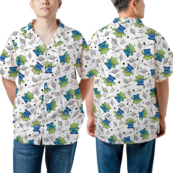 Unisex Toy Story Alien Pizza Planet Delivery Shuttle Hawaiian Shirt, Disney Hawaii Shirt Disneyland Family Trip Summer Holiday Birthday Gift