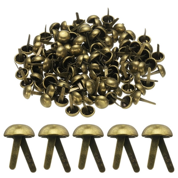 Uxcell 100pcs Brads Paper Fasteners, 10mm x 17mm Metal Paper Crafts Brads, Small Round Brass Split Pins, Bronze