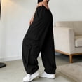 thumbnail image 6 of Lmueinov Women's 90s Retro Parachute Cargo Pants Elastic Waist D string Multi Pockets Baggy Wide Leg Streetwear Casual Hiking Jogger Pants, S-XXL, 6 of 7