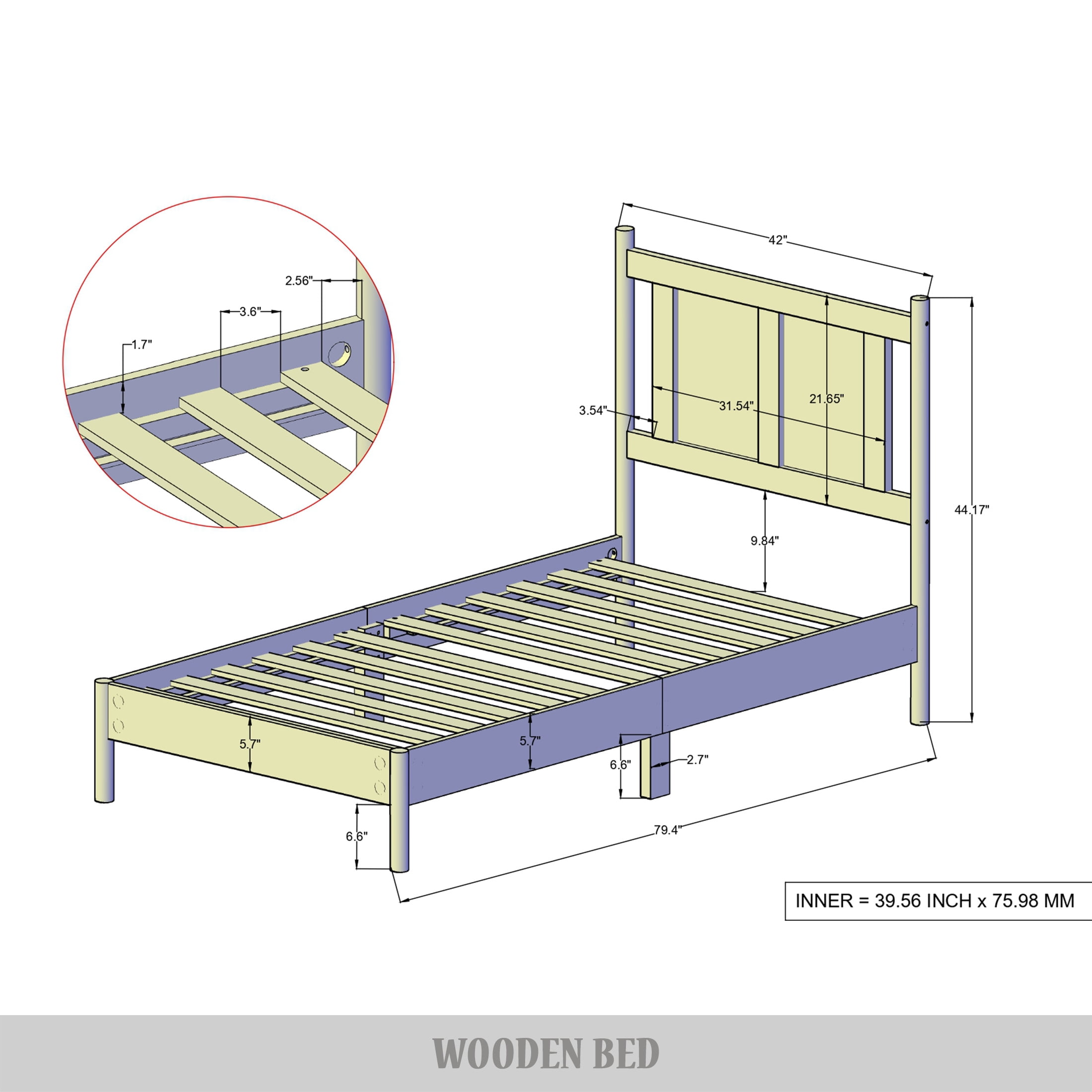 Castle Place Rattan Twin Wooden Platform Bed, Black