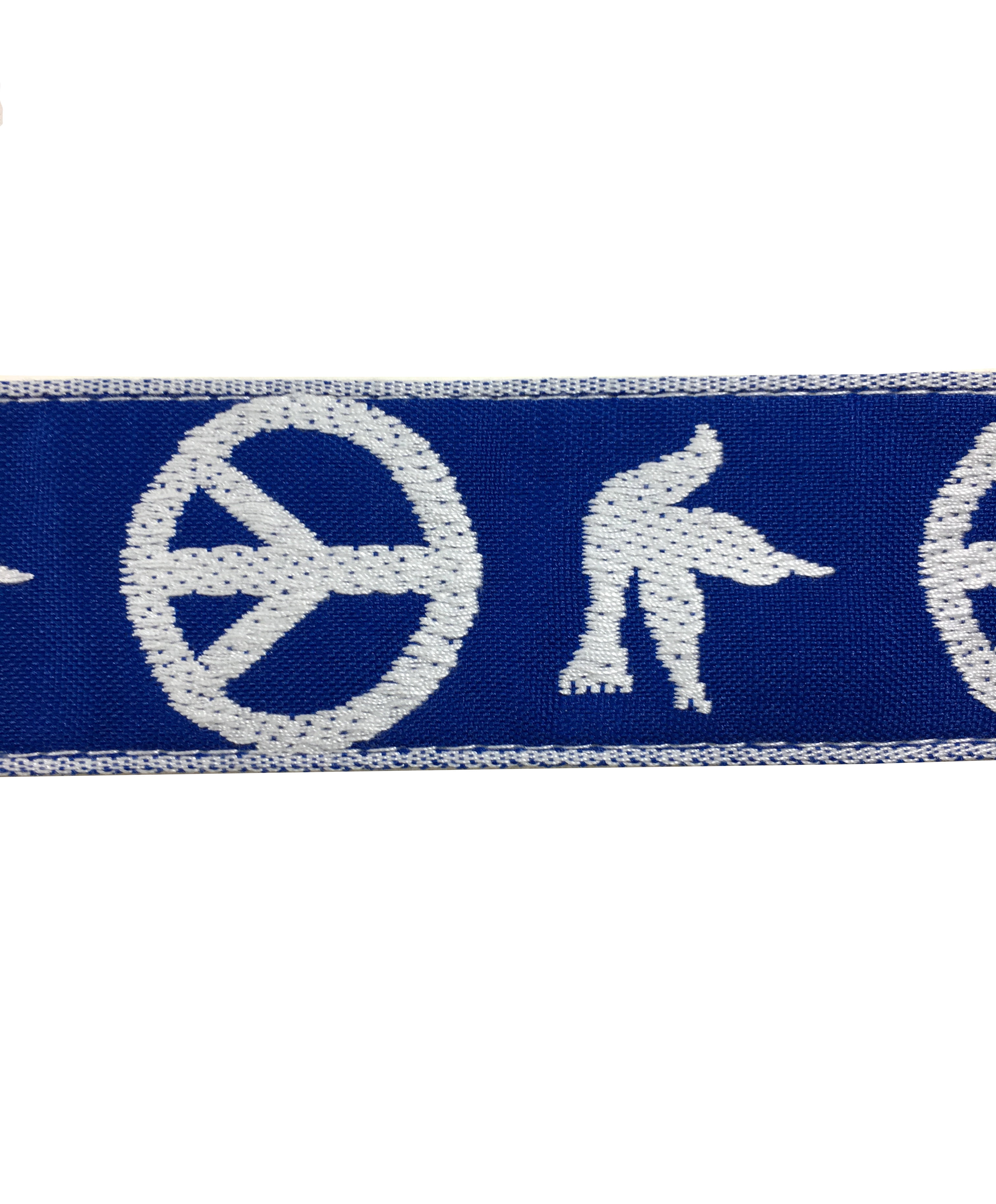 Ace Guitar Strap  Vintage Style  Peace Doves Design  Blue and White