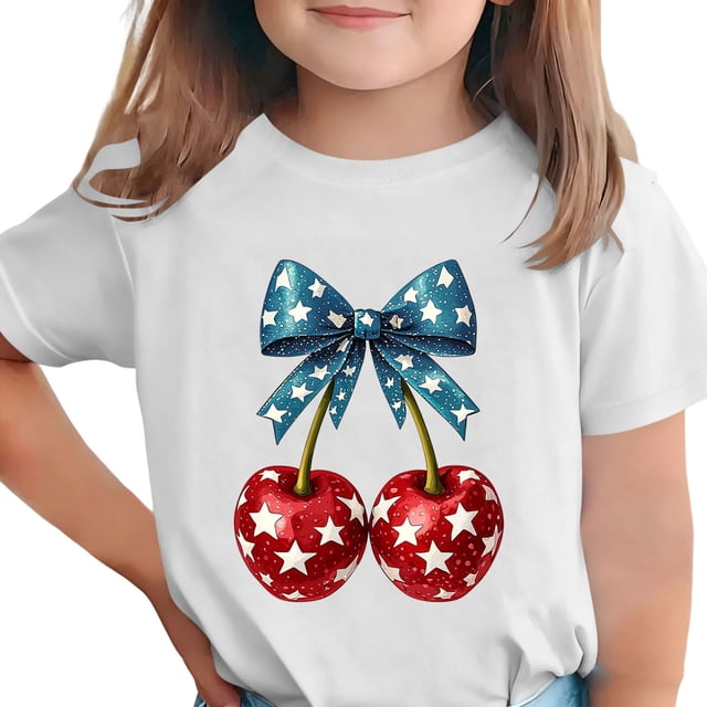 T-Shirt pour Enfants, Imprimé de la Fête de l'Indépendance à Manches Courtes et Col Rond, Haut Décontracté et Polyvalent pour Garçons et Filles de 3 à 15 Ans