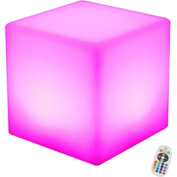 Rechargeable LED Cube Chair, 16 Colors Remote Conctrol Glow Furniture Stool Table with 4 Lighting Modes, LED Fun Seat Furniture Night Light for Home Outdoor Pool Bar Party Deco ﻿ (12 inch)