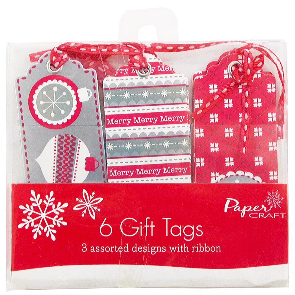 JAM Holiday Gift Tags with String, Assorted, 6/Pack