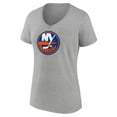 thumbnail image 2 of Women's Heather Gray New York Islanders Primary Logo Team V-Neck T-Shirt, 2 of 3