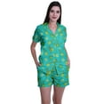 thumbnail image 1 of Moomaya Ensemble de Pyjama en Coton pour Femmes, Chemise de Nuit à Col Cranté à Manches Courtes, 1 of 6