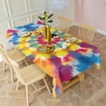 thumbnail image 3 of Colorful Rainbow Tie Dye Spiral Pattern Rectangle Tablecloth 60"x102",Waterproof Polyester Rectangle Table Cloth, Wipeable Spillproof Polyester Tablecloth for Dining, Camping, Indoor and Outdoor, 3 of 6