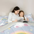 thumbnail image 5 of Feelyou Cartoon Rainbow Cloud Bedding Comforter Set, Kawaii Stars Galaxy Sky Twin Comforter Sets, Teens Kids Boys Girls Reversible Bedding Set, Luxury Bedroom Decor, 2pcs, 5 of 8