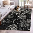 thumbnail image 5 of Area Rug 48×72in, Vintage Sea Creatures on Letter Floor Carpet Living Room Rug, Black White Starfish Coral Non-Slip Welcome Mat Indoor Rugs for Bedroom Dining Room, 5 of 9