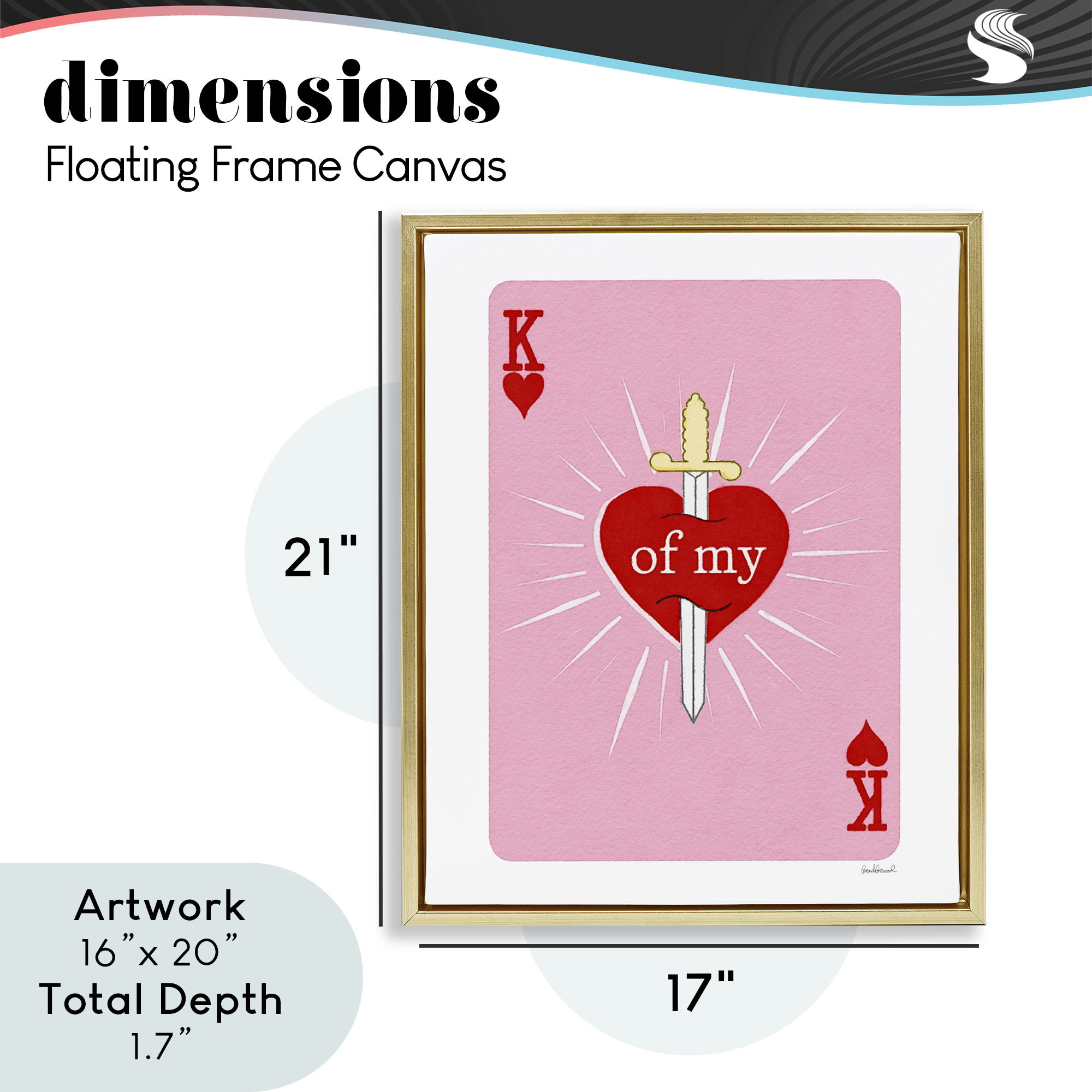 King Of My Heart Sword Gold Framed Floater Canvas Wall Art, design by Amanda Greenwood