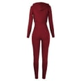 thumbnail image 4 of Itsame Tops and Pants Activewear Set Womens Sweatsuits 2pcs Sets Long Sleeved Solid Color V-neck Women Athletic Outfit Sets Wine Size L, 4 of 7