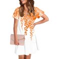 thumbnail image 4 of GaThRRgYP Women's Casual Tunic Short Sleeve Dress,Women's Fashion Summer Print Short-sleeved V-neck Casual Dress Orange S, 4 of 8