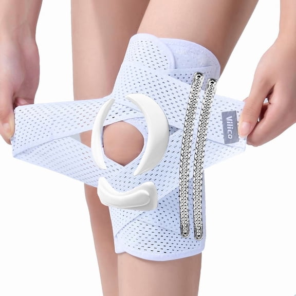 ZKnee Braces for Women Men Knee Braces for Knee Pain, Light Patella Brace with Side Stabilizers for Meniscus Tear, Adjustable Compression Sleeve Patellar Tendon Support Strap,Pack of 1(White,X-Large)