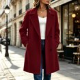 thumbnail image 6 of MaFYtyTPR Winter Coat for Women Solid Casual Thicken Wool Lapel Collar Inner Lining Pocket Breasted Outerwear Tops, 6 of 6