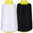 thumbnail image 2 of Sewing Thread Kit Cotton 2-Pack of 3000 Yards White Black for spools All Purpose 100% Spun Polyester Serger Overlock Cone with 7 Needles (Serger,Over Lock, Merrow, Single Needle), 2 of 6
