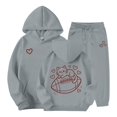 thumbnail image 3 of LNMQLPDBS Baby Girls Graphic Hoodie Set Toddler Heart Sweatshirt Kids Pullover with Kangaroo Pocket and Relaxed Fit Jogger Pants Tween Casual 2 Piece Outfit for School Sports Daily Wear, 3 of 5