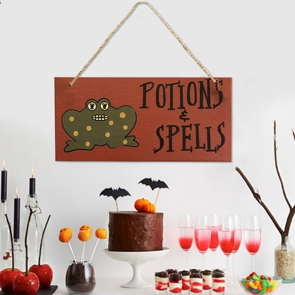 Konghyp Halloween Hanging Sign, Spooky Front Door Decor, Decorative Sign for Halloween Party, Indoor Outdoor Home Yard Decoration, Perfect for Haunted Houses, Reusable MDF Material