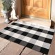 thumbnail image 5 of Alfombra a cuadros de búfalo, alfombra de puerta a cuadros hecha a mano de algodón blanco y negro, alfombra lavable, alfombra a cuadros de búfalo, 24 x 36 pulgadas para, 5 of 7