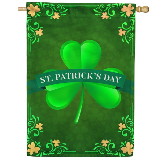 America Forever Happy St Patrick's Day Shamrock House Flag Lucky Clover Shamrock 28 x 40 Inch Luck of the Irish Double Sided Outdoor Yard St Patricks Day Decorations