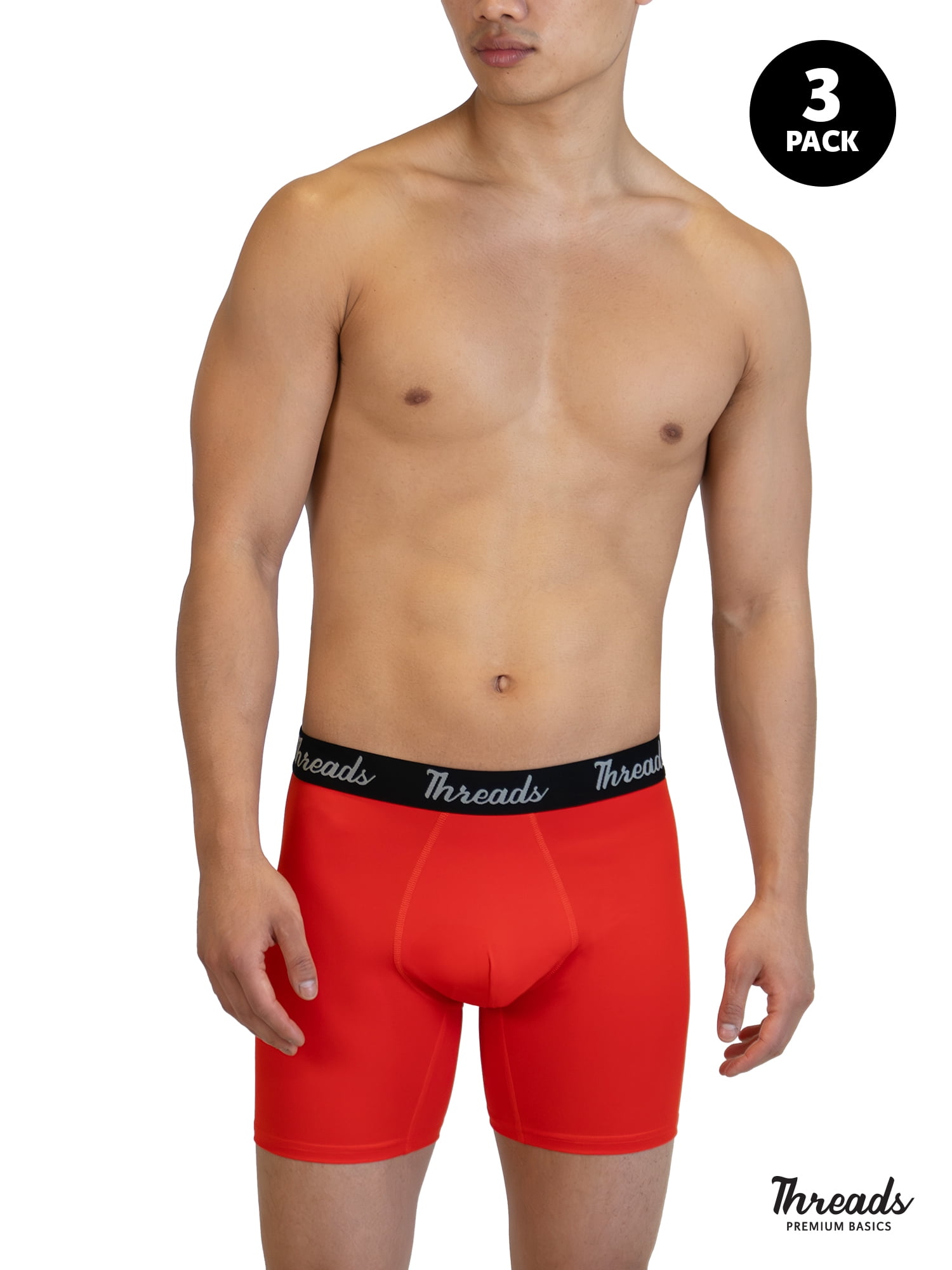 Threads Men's Underwear, 6" Ultra-Soft Premium Performance Boxer Briefs, Moisture Wicking, Anti-Odor, 3-Pack
