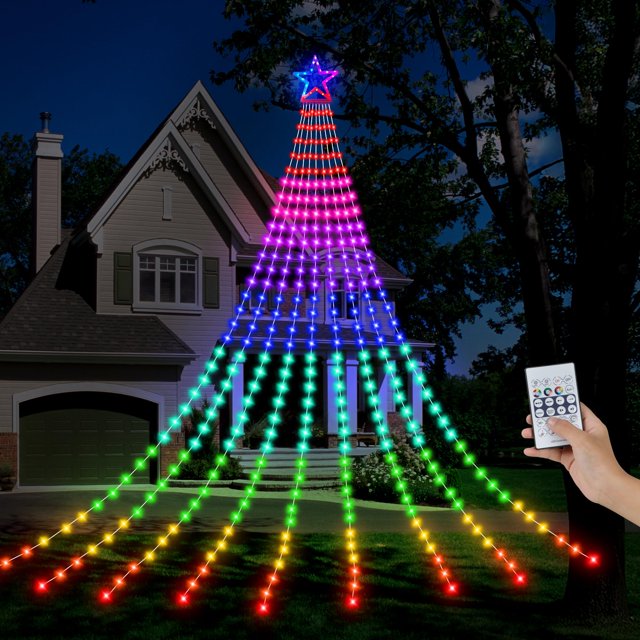 Guirnalda de luces navideñas FUNIAO, 3,8 m, RGB 335 LED, resistente al agua