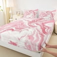 thumbnail image 3 of Homewish Fluid Art Twin Sheet Sets,Ink Painting Aesthetic Twin Fitted Sheet,Pink White Flat Sheet For Girls Kids,Super Cozy Room Decor,3-Piece, 3 of 7