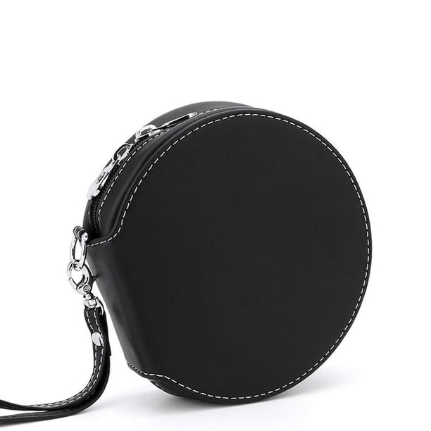 Estuche de CD redondo de cuero de microfibra de 20 capacidades Estuche de almacenamiento de disco de DVD cremallera para automóvil Oficina Sala de estar Hogar,Black Two XianweiShao 1327533221191
