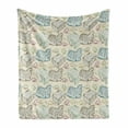 thumbnail image 1 of Hen and Chicks Soft Flannel Fleece Throw Blanket, Repetitive Pattern with Colorful Outline Babies and Mother, Cozy Plush for Indoor and Outdoor Use, 50" x 70", Eggshell and Multicolor, by Ambesonne, 1 of 5