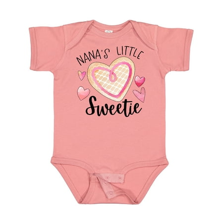 

Inktastic Nana s Little Sweetie with Pink Heart Cookie Boys or Girls Baby Bodysuit