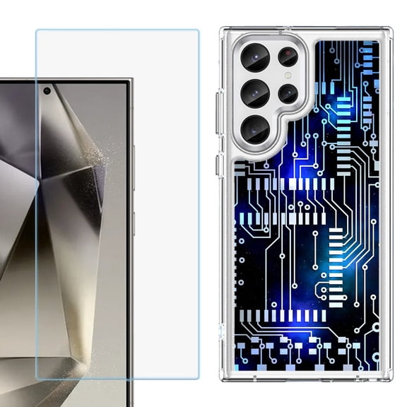 Phone Case for Samsung Galaxy S26 Ultra, with Screen Protector, by OneToughShield - Cosmos Circuit