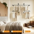 thumbnail image 5 of BEAMNOVA Industrial Pipe Clothes Rack, Wall Mounted Heavy Duty Iron Clothing Hanging Garment Rods Wardrobe Rack, Black, 5 of 8