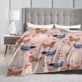 thumbnail image 4 of Pink Floral Chicken Blanket, Soft Warm Bed Bedding Throw Blankets for Couch Bedroom Sofa Office, All Season Cozy Flannel Plush Blanket Gifts for Adults, 60"X50", 4 of 6
