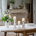 thumbnail image 4 of Candle Holder for Pillar Candle Set of 3, Farmhouse Wood Candle Holder, Rustic Wooden Candle Stand, Decorative Wood Candlestick Holders for Living Room, Table Centerpiece (Antique White), 4 of 12