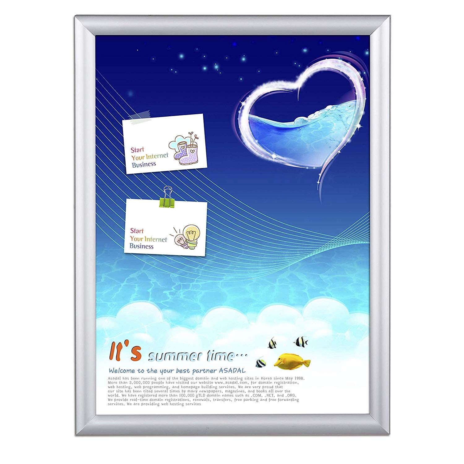 M&T Displays Security Snap Frame Poster Size 1 Silver Color Profile Mitered Corner Front Loading 18x24 