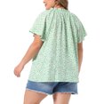 thumbnail image 4 of DARING DIVA Women's Plus Short Sleeve Ruffle Notch V Neck Blouse 4X Green, 4 of 6