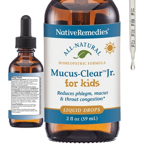 NativeRemedies Mucus-Clear Jr. - Temporarily Relieves Common Cold Symptoms in Children - 59 ml