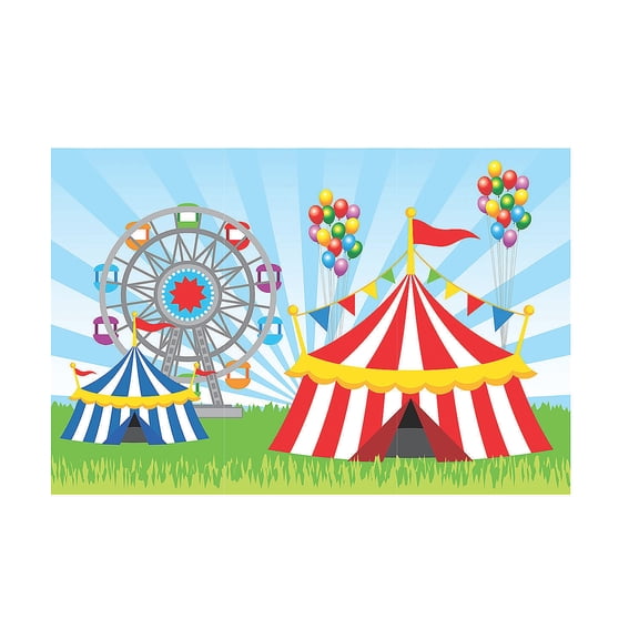 Outdoor Carnival Circus Backdrop Banner - Party Decor - 3 Pieces