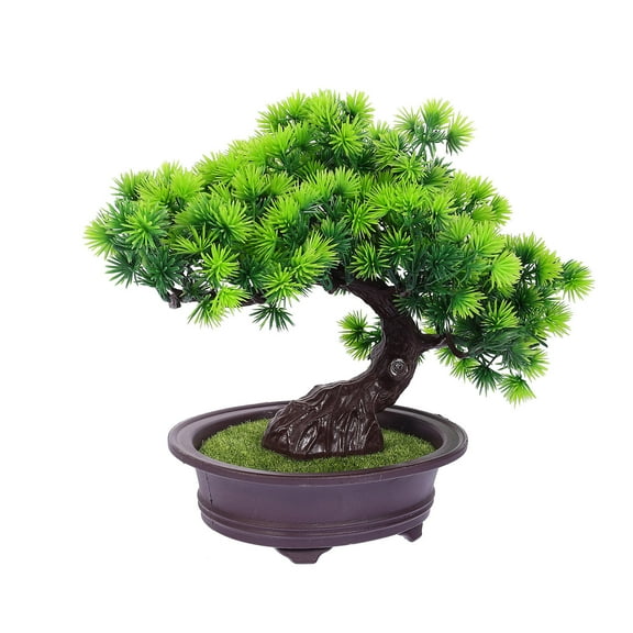 GAXIRE Realistic Artificial Bonsai Tree Green Plastic 1 Piece 12.2x9.1x5.1in