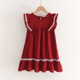 thumbnail image 3 of Eashery Beach Dress Toddler Girl Casual Dress Kids Short Sleeve Cotton Basic Dresses for Leggings Red 4-5 Years, 3 of 3
