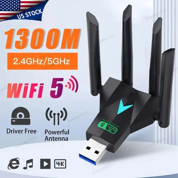 Usb Wifi Adapter 1300Mbps Dual Band 2.4G/5G Wireless Dongle Usb 3.0 Network
