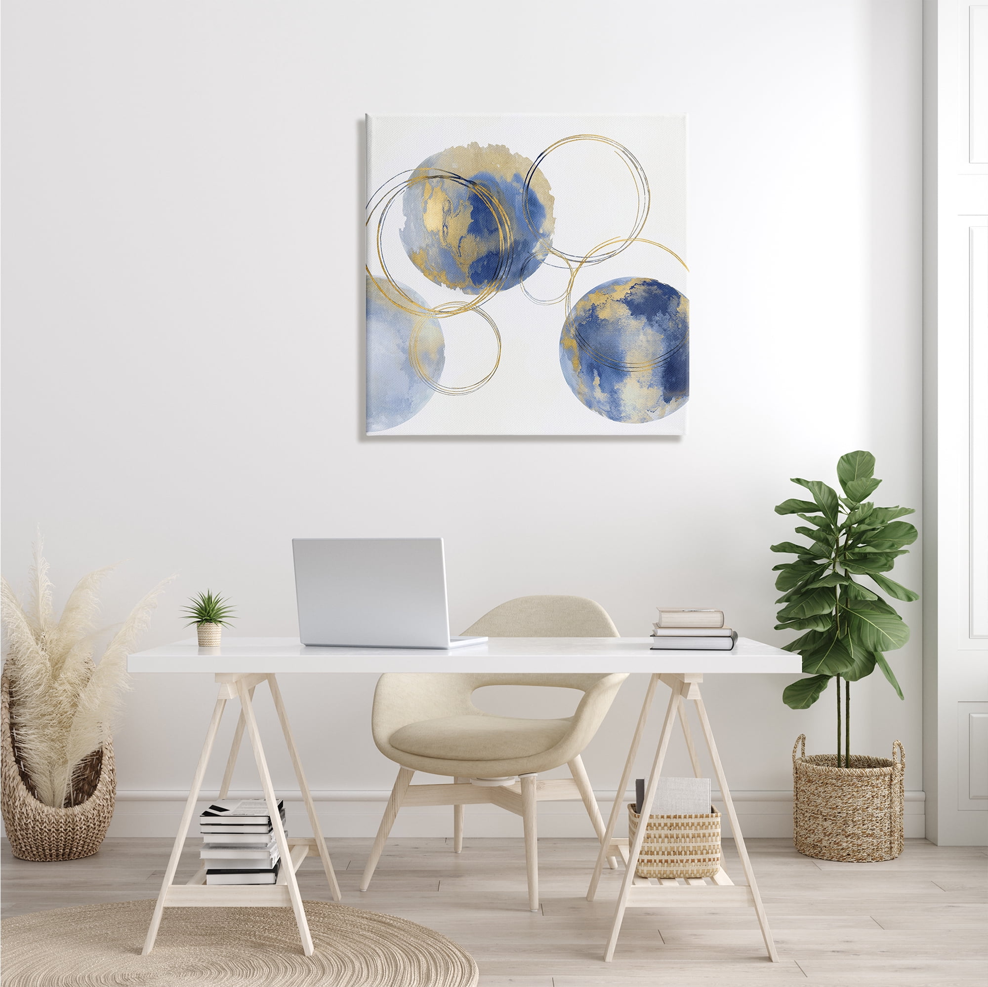 Stupell Industries Globe Abstract Shapes and Modern Golden Rings, 30 x 30, Designed by Natalie Harris