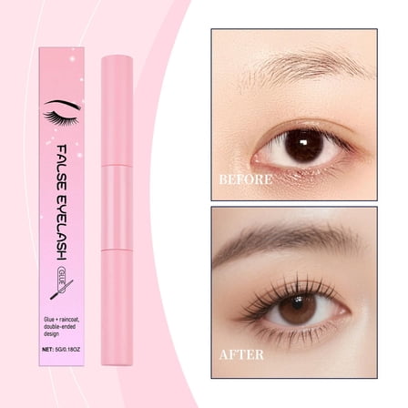 Double Ended False Eyelash Glue, 5ml, Waterproof Long-Lasting Adhesive, Clear Formula, Easy Application, for All Lash Types, Gift for Makeup Lovers, Eyelash Extension Glue, Salon Quality
