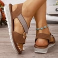 thumbnail image 5 of Rokment Womens Comfortable Platform Wedge Walking Sandals 2026 Stylish Casual Suede Buckles Elastic Ankle Strap Slip on Slingback Dressy Summer Shoes Brown Size 7, 5 of 8