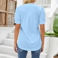 thumbnail image 4 of Womens Shirts Summer V Neck Tops Puff Short Sleeve T Shirt Pleated Floral Printed Tunic Blouse Shirts Womens Tops, 4 of 7